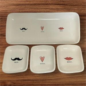 Rae Dunn Ceramic His and Hers Trinket Dish Set